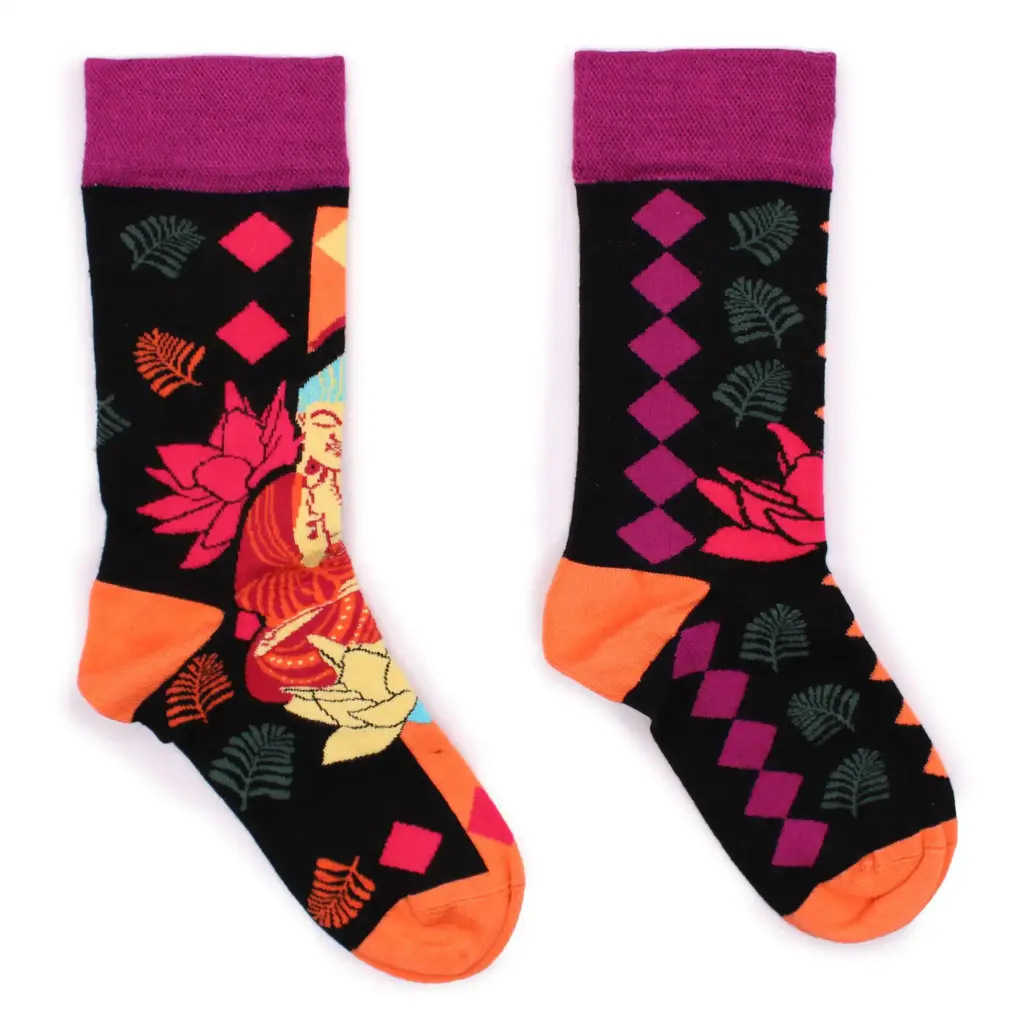 Hop Hare Bamboo Socks S/M – Pink Buddha & Lotus  | www.artisangoods.co.uk 2