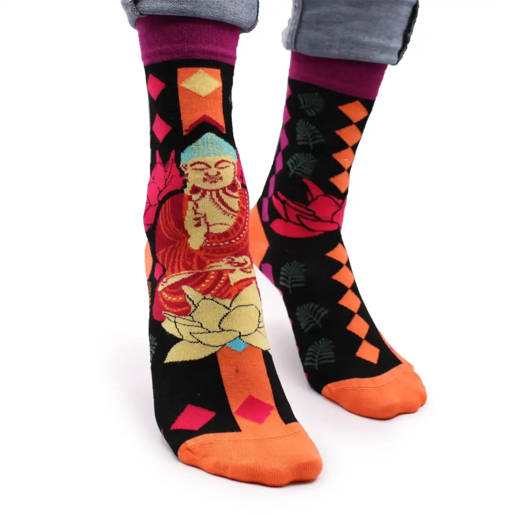 Hop Hare Bamboo Socks S/M – Pink Buddha & Lotus | www.artisangoods.co.uk Hop Hare Bamboo Socks S/M – Pink Buddha & Lotus | www.artisangoods.co.uk