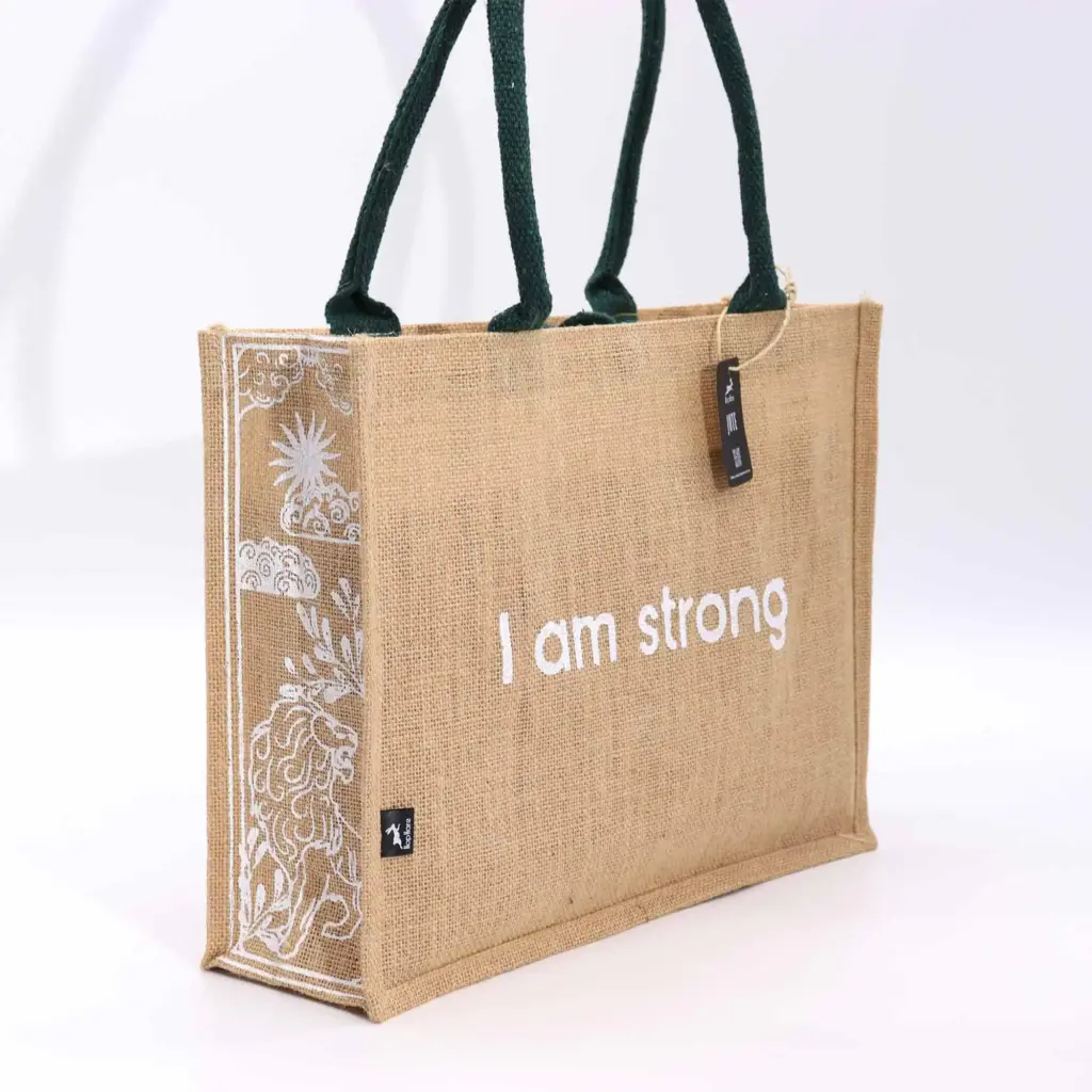 Hop Hare Jute Big Bag – I am Strong | www.artisangoods.co.uk