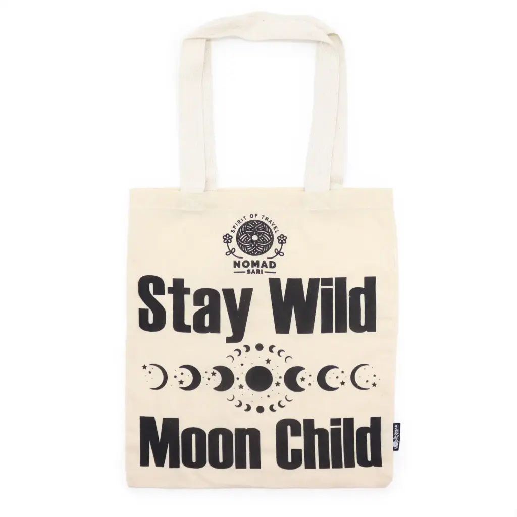 Iconic Basic Tote Bag – Stay Wild, Moon Child – Natural 4oz | www.artisangoods.co.uk 3