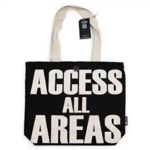 Iconic Classic Tote Bag – ACCESS ALL AREAS – Black Natural 10oz | www.artisangoods.co.uk 1