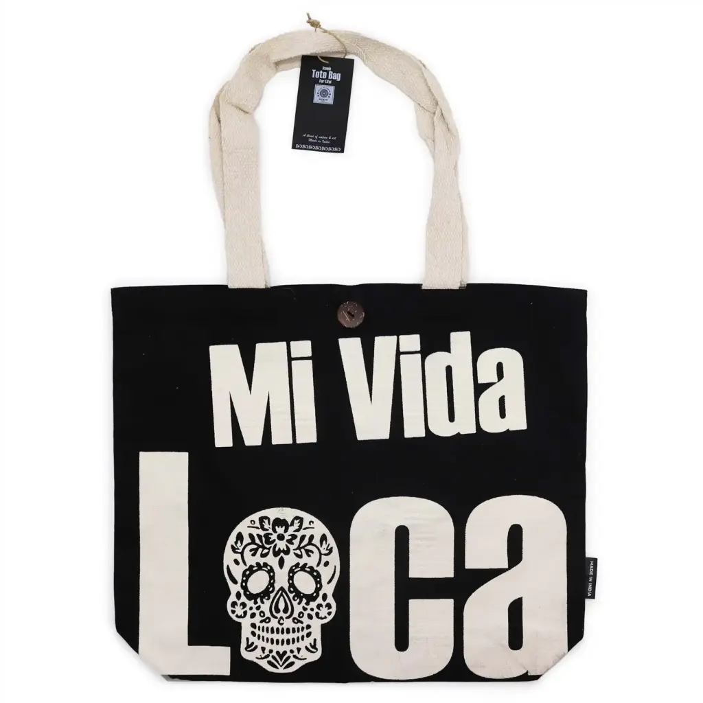 Iconic Classic Tote Bag – Mi Vida Loca – Black Natural 10oz | www.artisangoods.co.uk