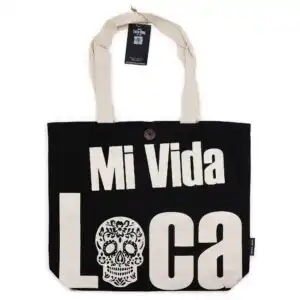 Iconic Classic Tote Bag – Mi Vida Loca – Black Natural 10oz | www.artisangoods.co.uk 1