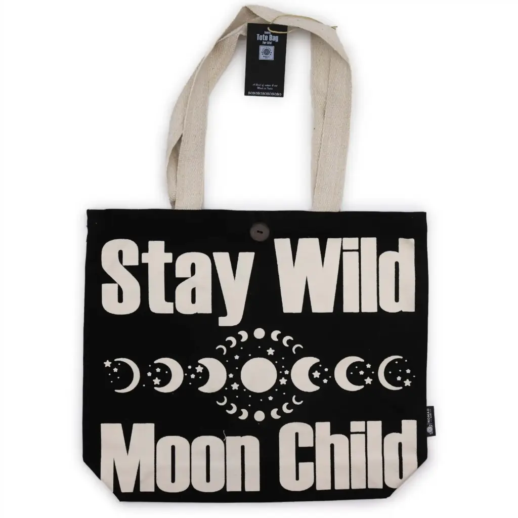 Iconic Classic Tote Bag – Stay Wild, Mood Child – Black Natural 10oz | www.artisangoods.co.uk