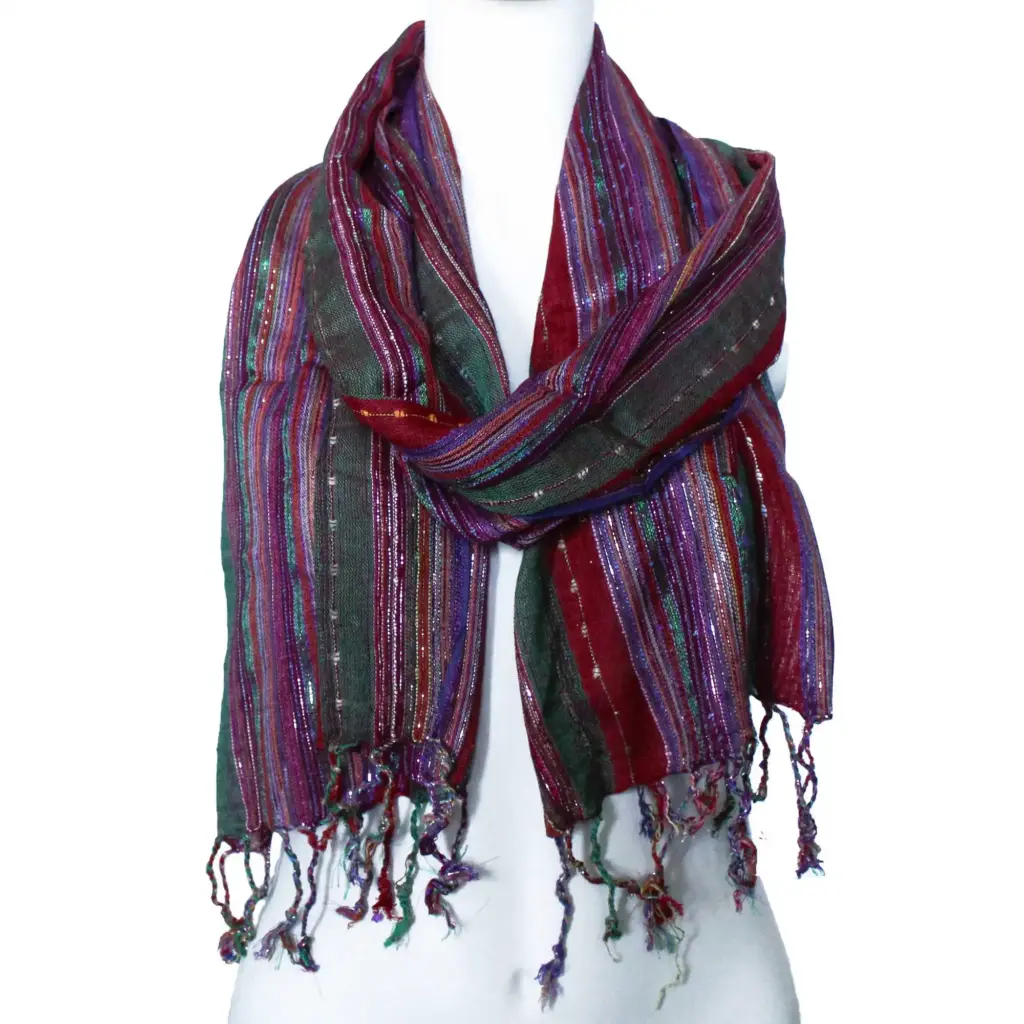 Indian Boho Scarves – 22x72cm – Random Greens | www.artisangoods.co.uk