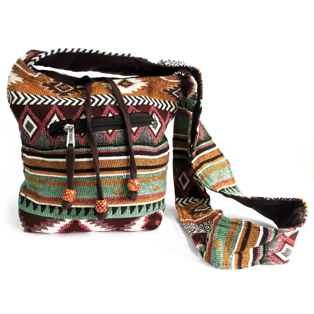 Jacquard Bag – Chocolate Sling Bag | www.artisangoods.co.uk