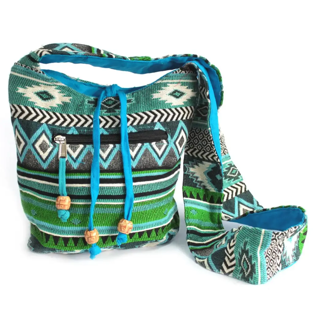Jacquard Bag – Teal Sling Bag | www.artisangoods.co.uk