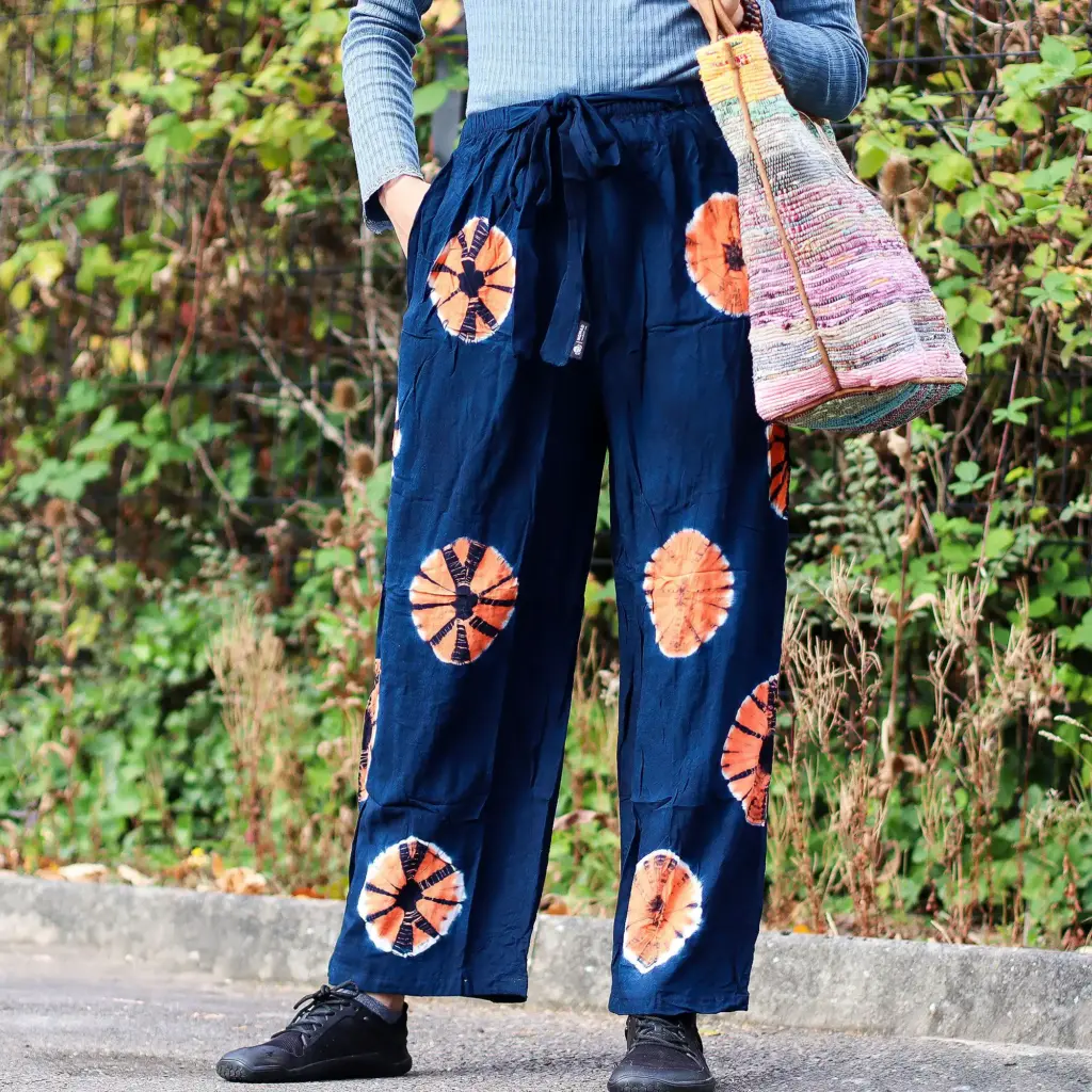 Japanese Style Lounge Pants – Large -Blue, Orange | www.artisangoods.co.uk 3