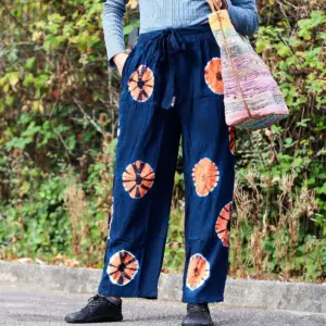 Japanese Style Lounge Pants – Large -Blue, Orange | www.artisangoods.co.uk 3