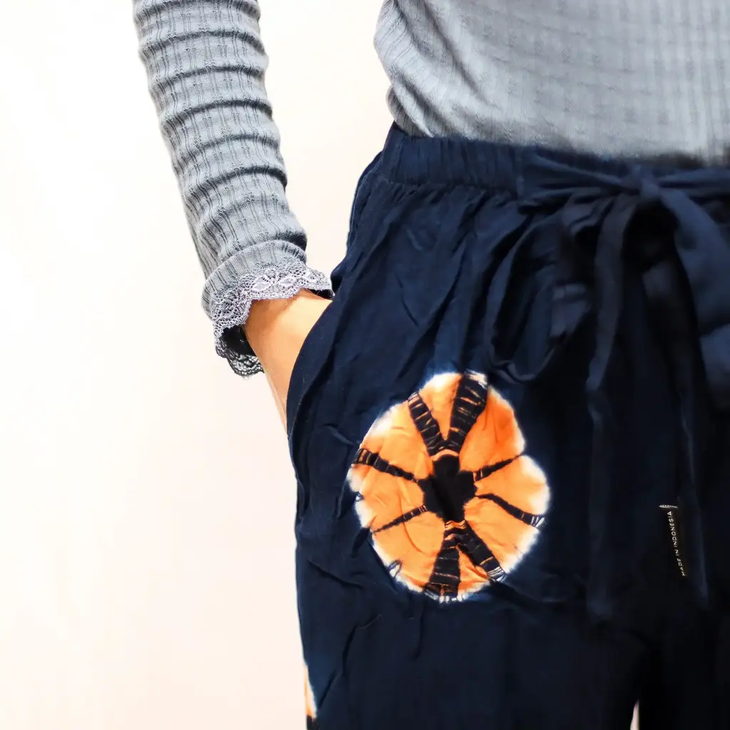 Japanese Style Lounge Pants – Large -Blue, Orange | www.artisangoods.co.uk 2