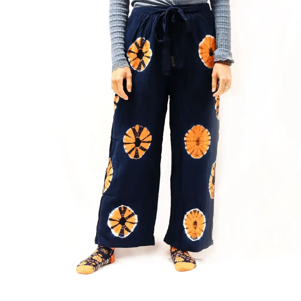 Japanese Style Lounge Pants – Large -Blue, Orange | www.artisangoods.co.uk
