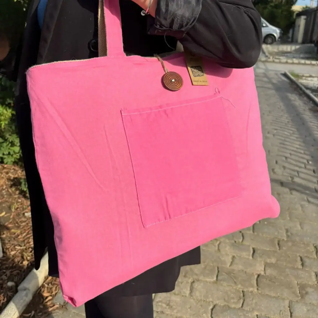 Jute & Cotton Reversible Big Bag – Pink | www.artisangoods.co.uk 5 Jute & Cotton Reversible Big Bag – Pink | www.artisangoods.co.uk 5