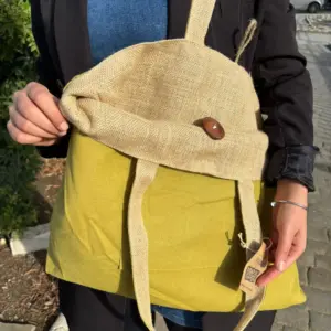 Jute & Cotton Reversible Big Bag – Pistachio | www.artisangoods.co.uk 2