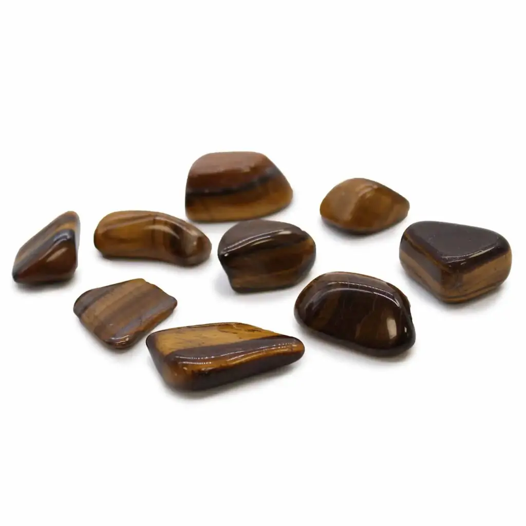L Tumble Stones – Tiger Eye – Gold | www.artisangoods.co.uk