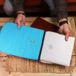 Laptop Padded Pouch – Terrific Turquoise – 14oz Stonewash | www.artisangoods.co.uk 5