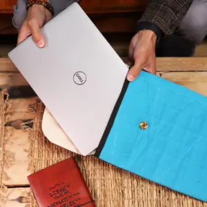 Laptop Padded Pouch – Terrific Turquoise – 14oz Stonewash | www.artisangoods.co.uk 4
