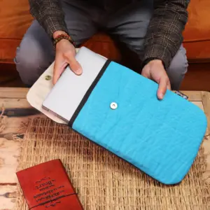 Laptop Padded Pouch – Terrific Turquoise – 14oz Stonewash | www.artisangoods.co.uk 3
