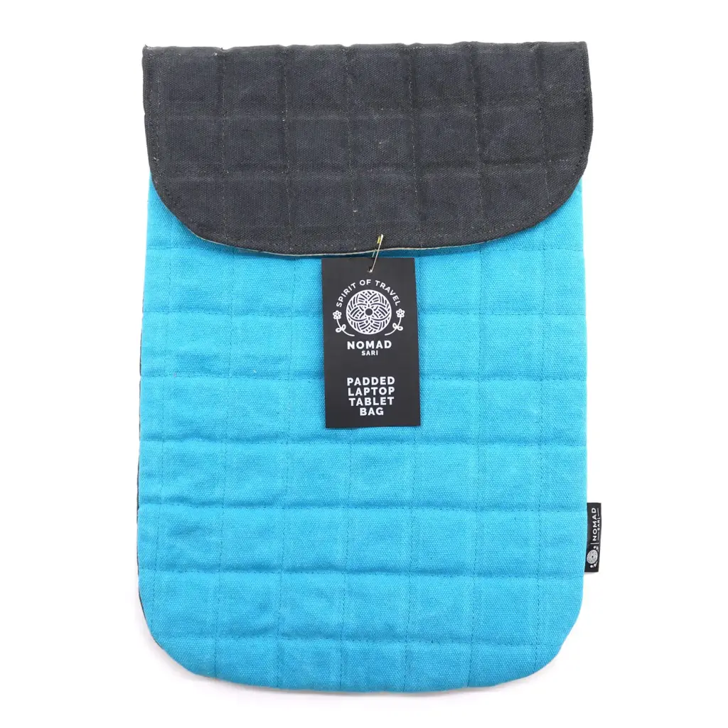 Laptop Padded Pouch – Terrific Turquoise – 14oz Stonewash | www.artisangoods.co.uk