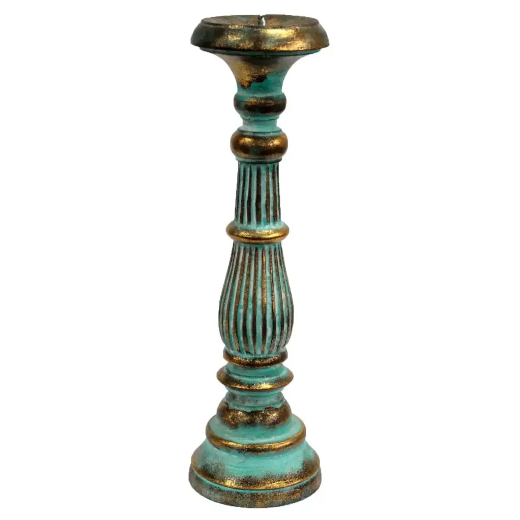 Large Candle Stand – Turquois Gold | www.artisangoods.co.uk