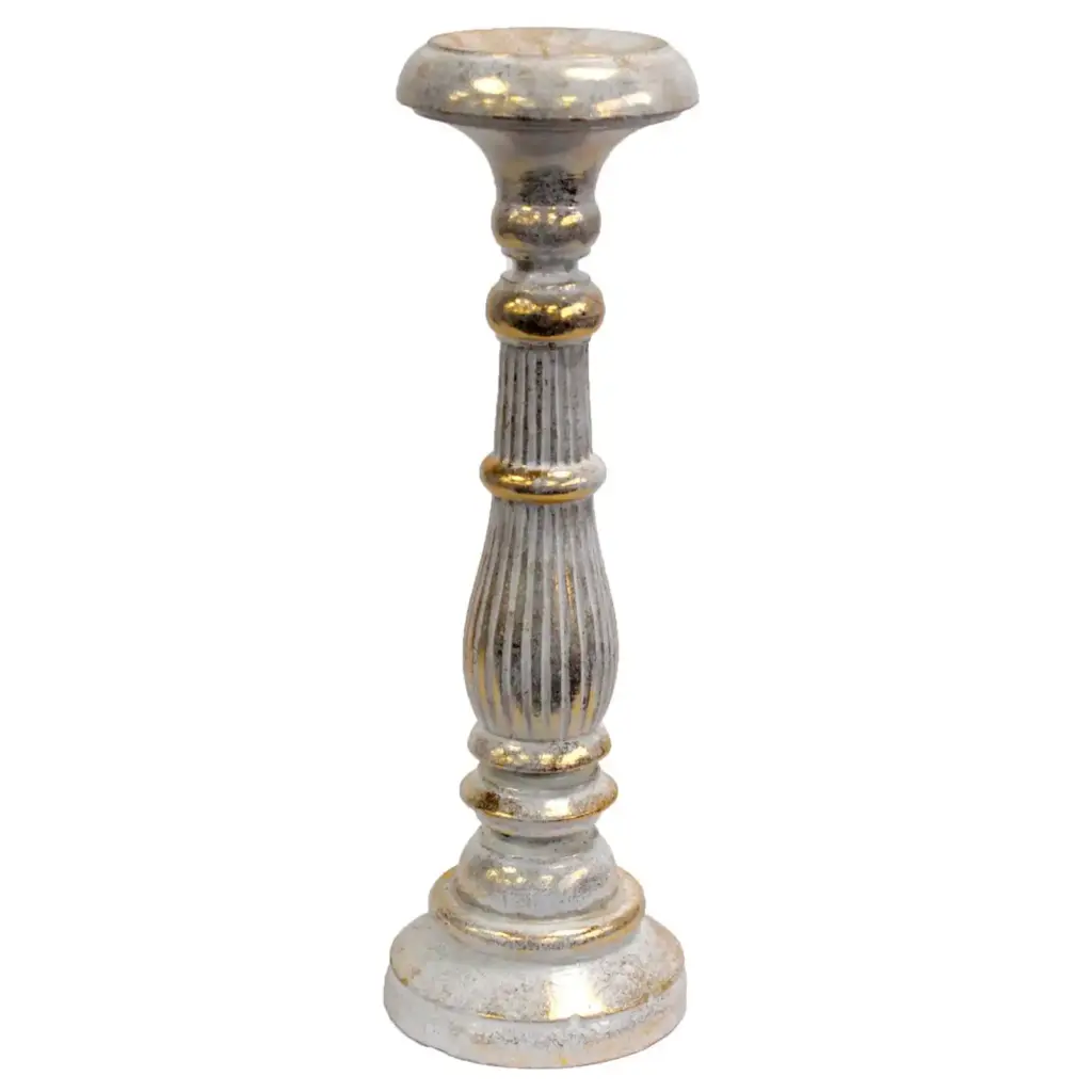Large Candle Stand – White Gold | www.artisangoods.co.uk