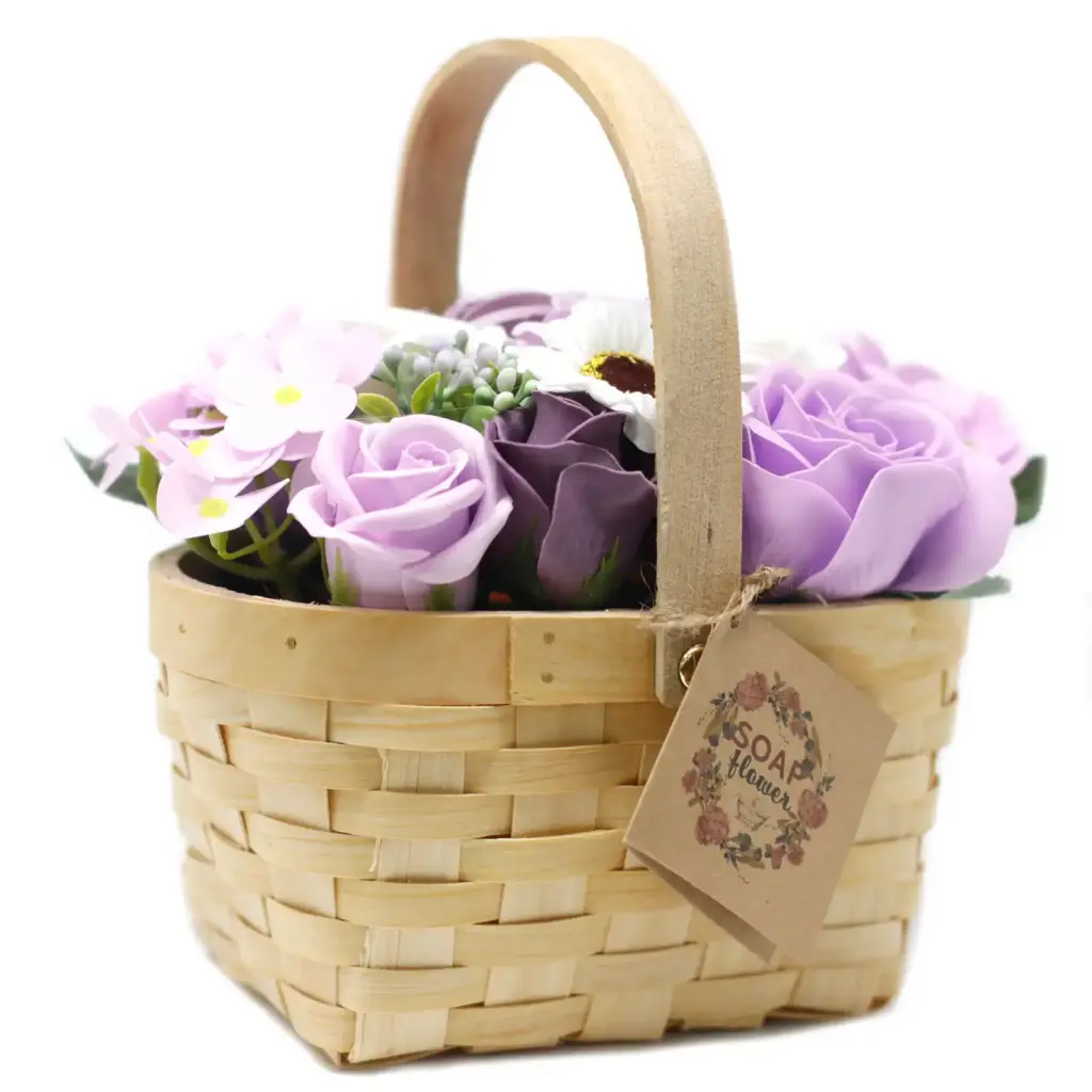 Large Lilac Bouquet in Wicker Basket | www.artisangoods.co.uk