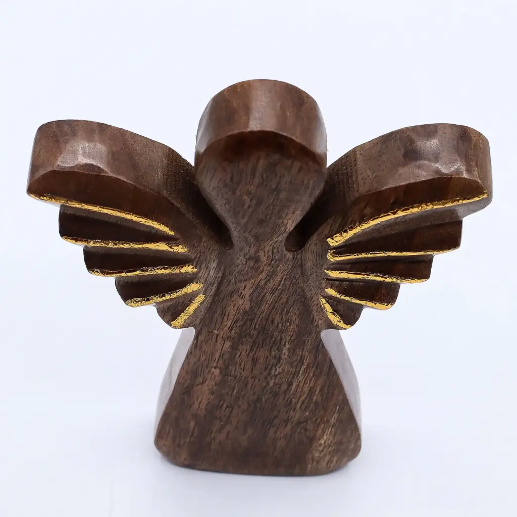 Large Mango Wood Angel – Gold Decor | www.artisangoods.co.uk 7