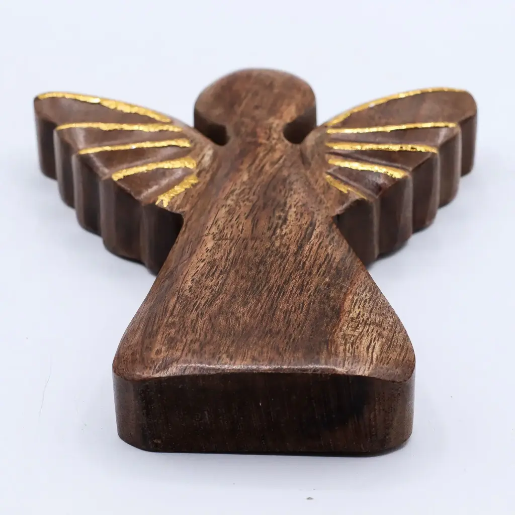 Large Mango Wood Angel – Gold Decor | www.artisangoods.co.uk 5