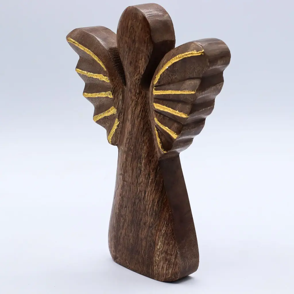Large Mango Wood Angel – Gold Decor | www.artisangoods.co.uk 3