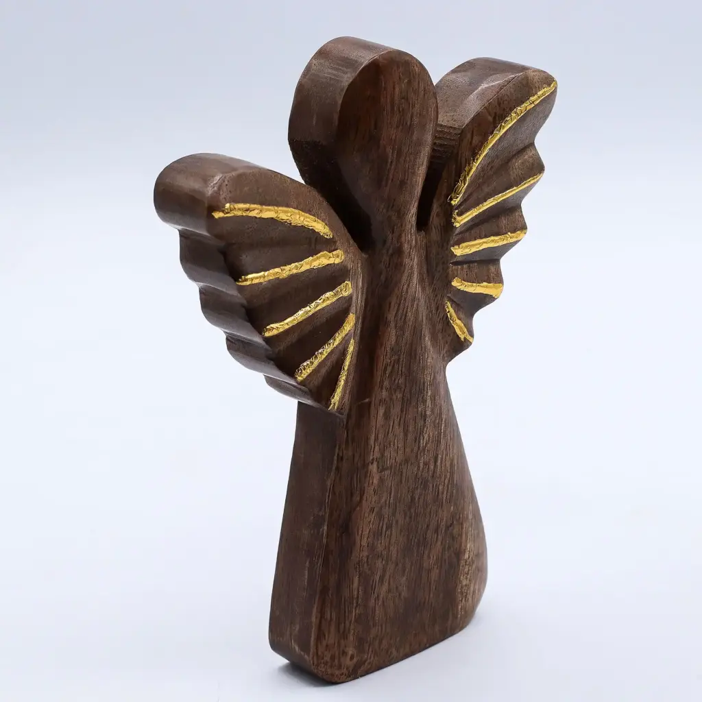 Large Mango Wood Angel – Gold Decor | www.artisangoods.co.uk 2