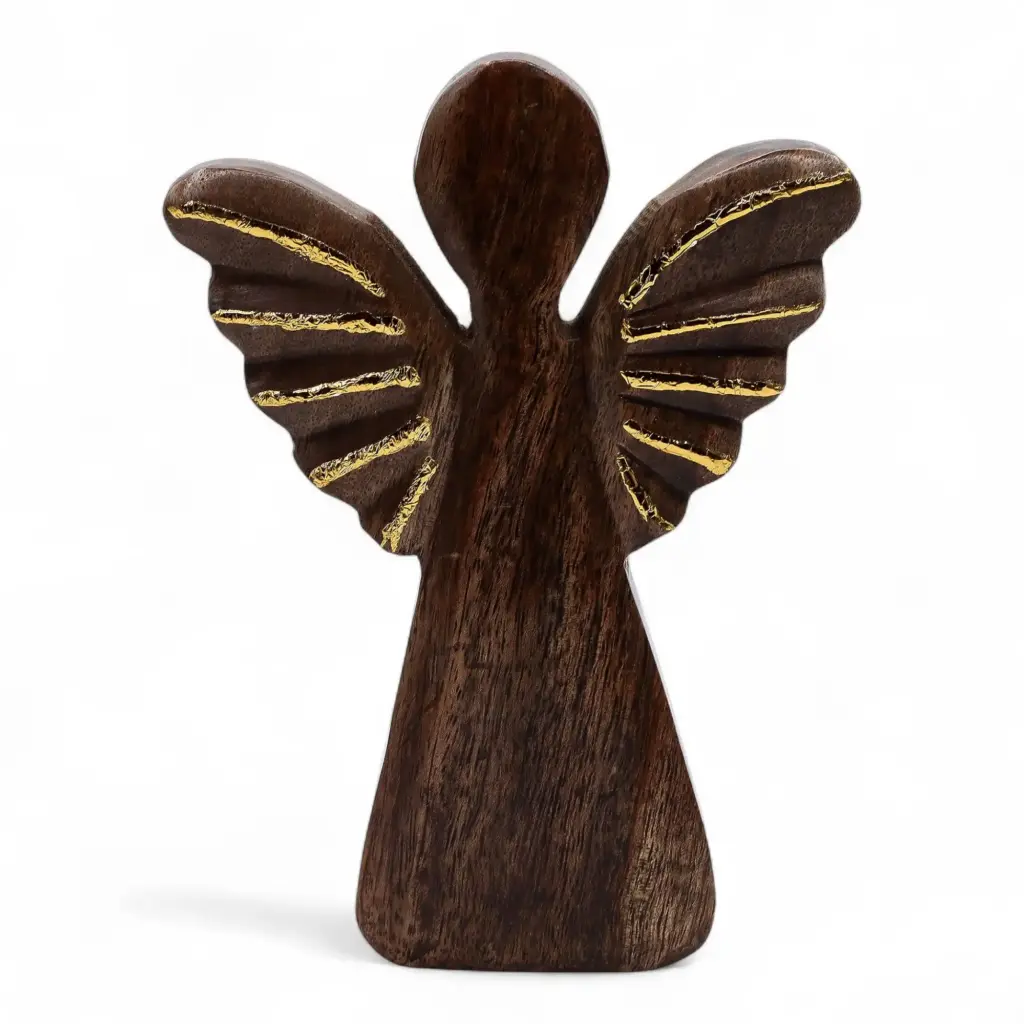 Large Mango Wood Angel – Gold Decor | www.artisangoods.co.uk