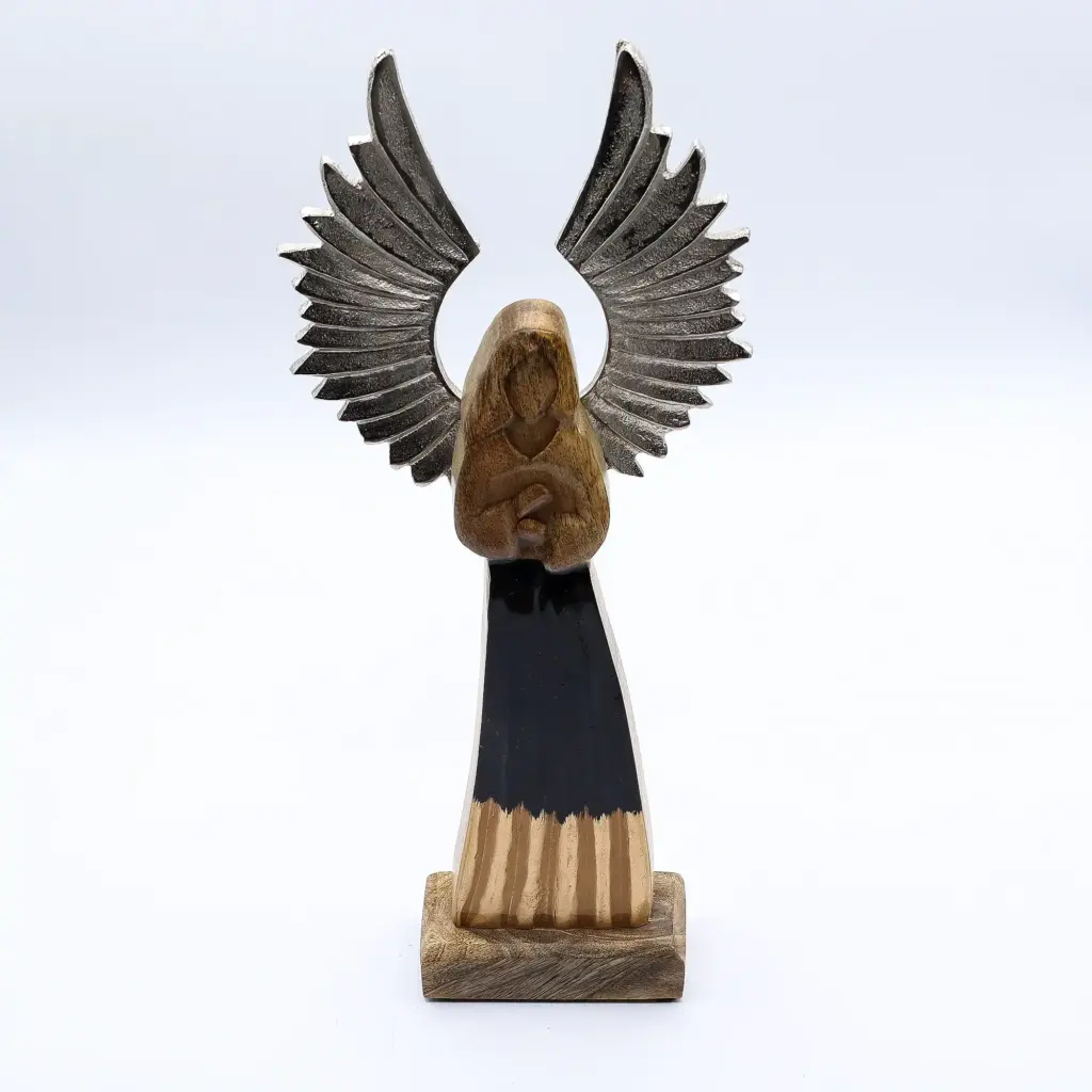 Large Mango Wood Gardian Angel Metal Wings & Enamel Detail | www.artisangoods.co.uk 7 Large Mango Wood Gardian Angel Metal Wings & Enamel Detail | www.artisangoods.co.uk 7