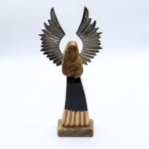 Large Mango Wood Gardian Angel Metal Wings & Enamel Detail | www.artisangoods.co.uk 7