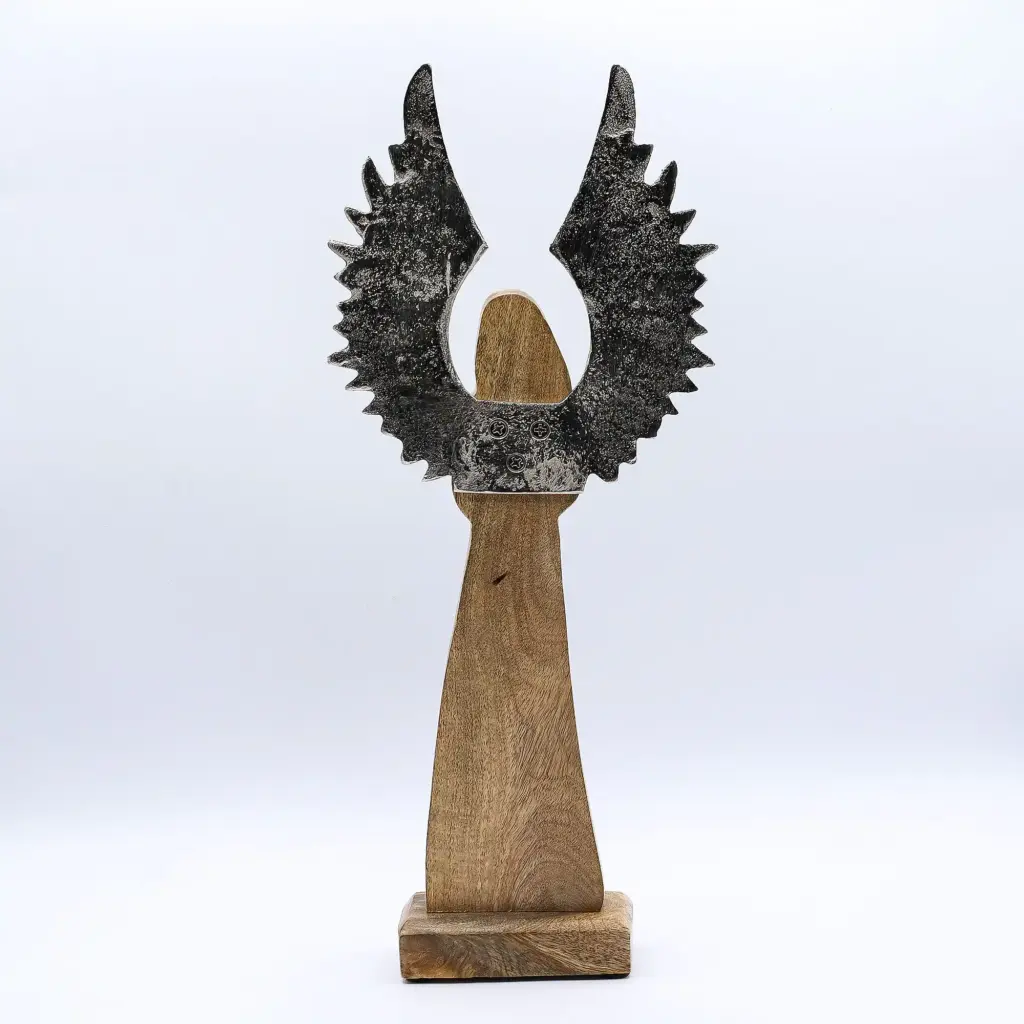 Large Mango Wood Gardian Angel Metal Wings & Enamel Detail | www.artisangoods.co.uk 4 Large Mango Wood Gardian Angel Metal Wings & Enamel Detail | www.artisangoods.co.uk 4