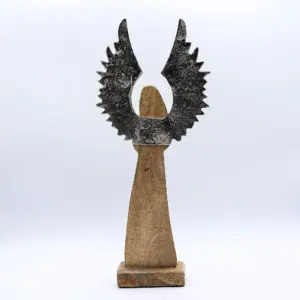 Large Mango Wood Gardian Angel Metal Wings & Enamel Detail | www.artisangoods.co.uk 4