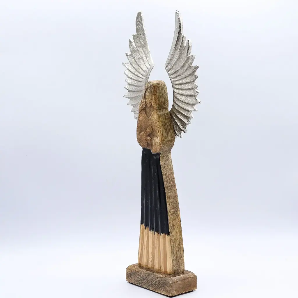 Large Mango Wood Gardian Angel Metal Wings & Enamel Detail | www.artisangoods.co.uk 3 Large Mango Wood Gardian Angel Metal Wings & Enamel Detail | www.artisangoods.co.uk 3