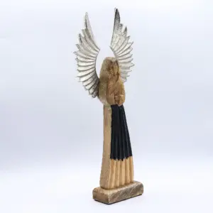 Large Mango Wood Gardian Angel Metal Wings & Enamel Detail | www.artisangoods.co.uk 2