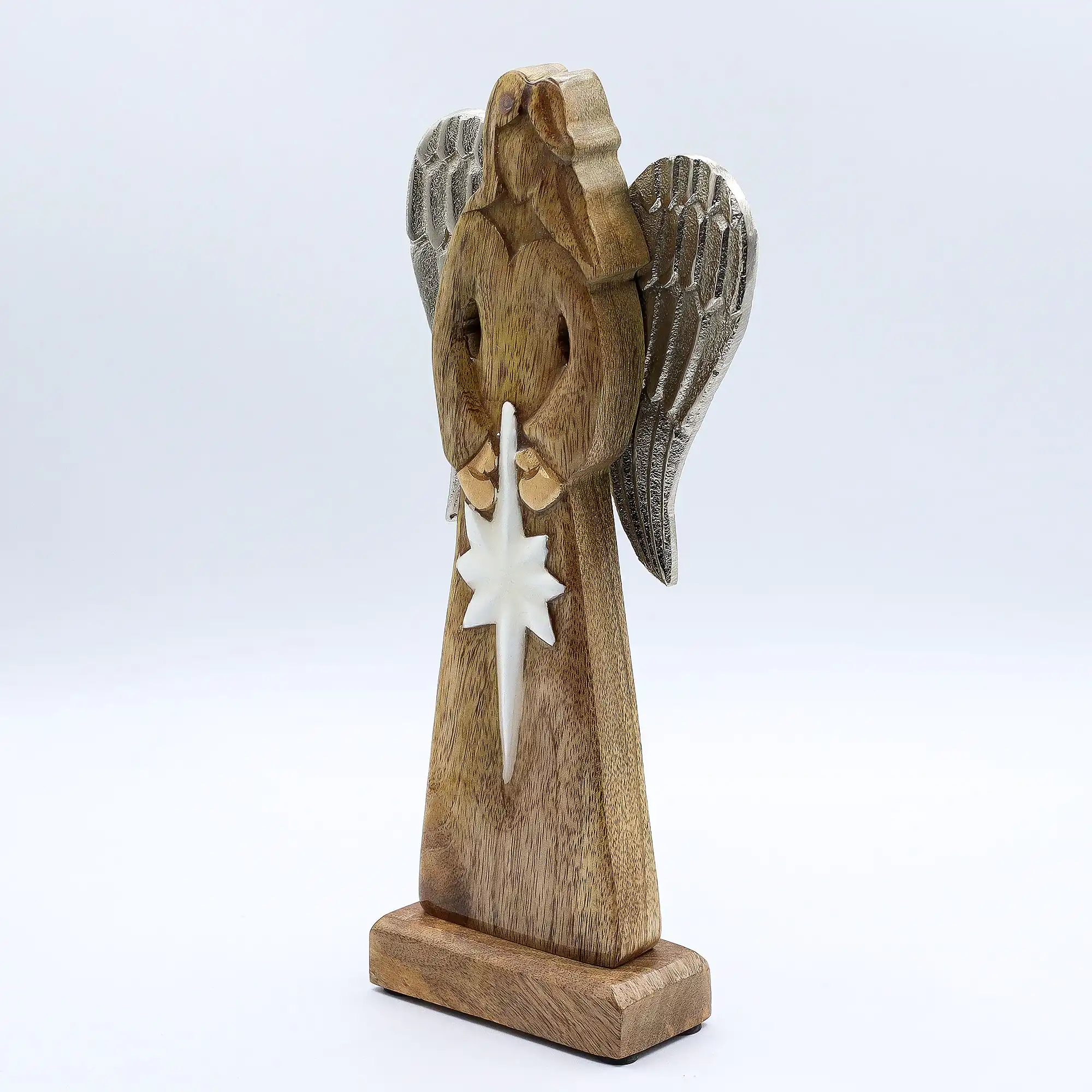 Large Mango Wood Peace Angel Metal Wings & Enamel Detail | www.artisangoods.co.uk 5 Large Mango Wood Peace Angel Metal Wings & Enamel Detail | www.artisangoods.co.uk 4