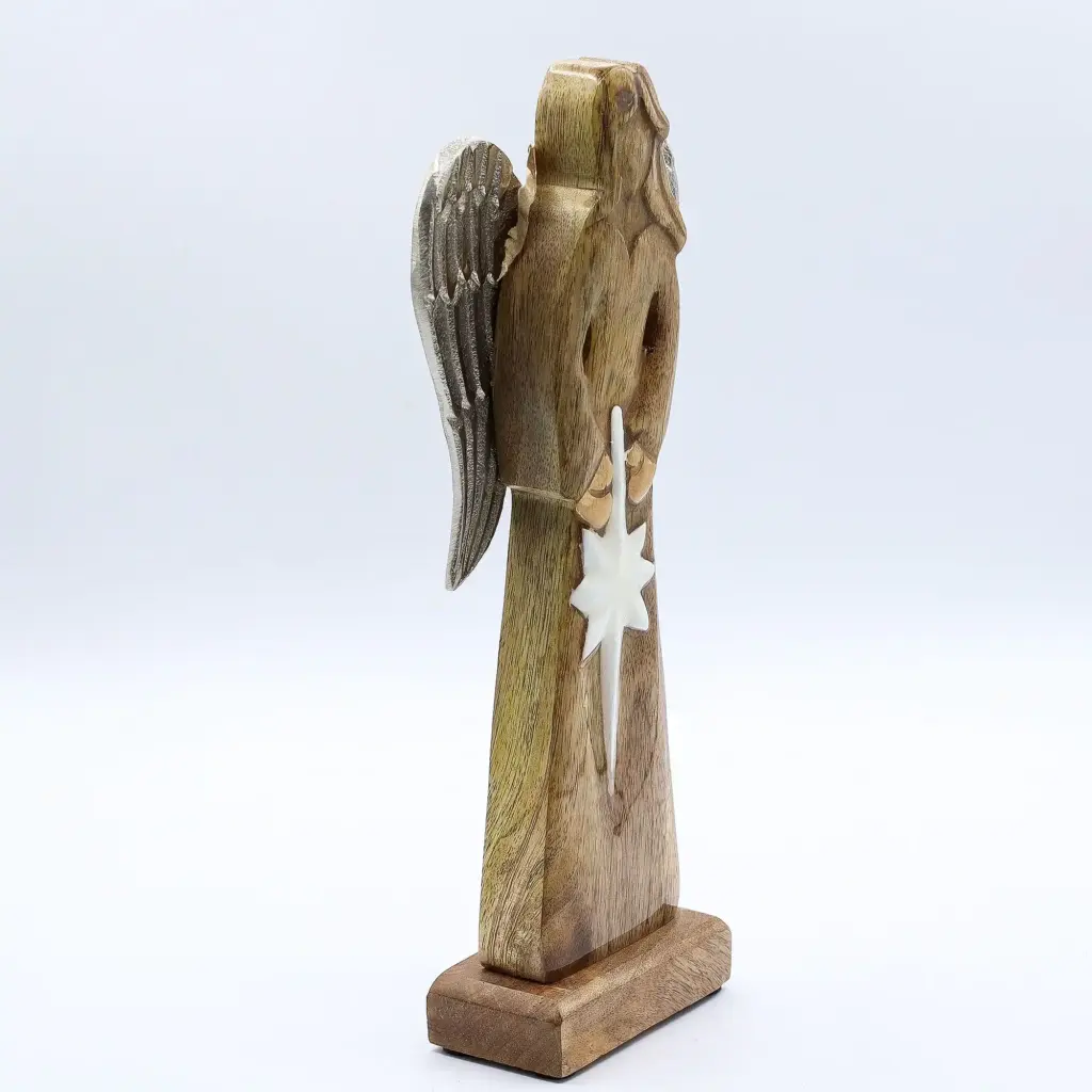 Large Mango Wood Peace Angel Metal Wings & Enamel Detail | www.artisangoods.co.uk 2 Large Mango Wood Peace Angel Metal Wings & Enamel Detail | www.artisangoods.co.uk 2