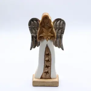 Large Mango Wood Star Angel Metal Wings & Enamel Detail | www.artisangoods.co.uk 7
