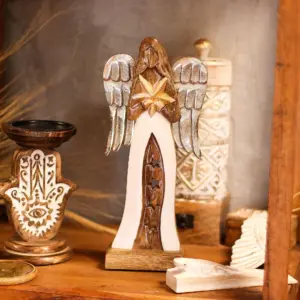 Large Mango Wood Star Angel Metal Wings & Enamel Detail | www.artisangoods.co.uk 8