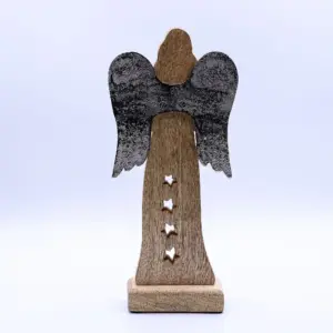 Large Mango Wood Star Angel Metal Wings & Enamel Detail | www.artisangoods.co.uk 4