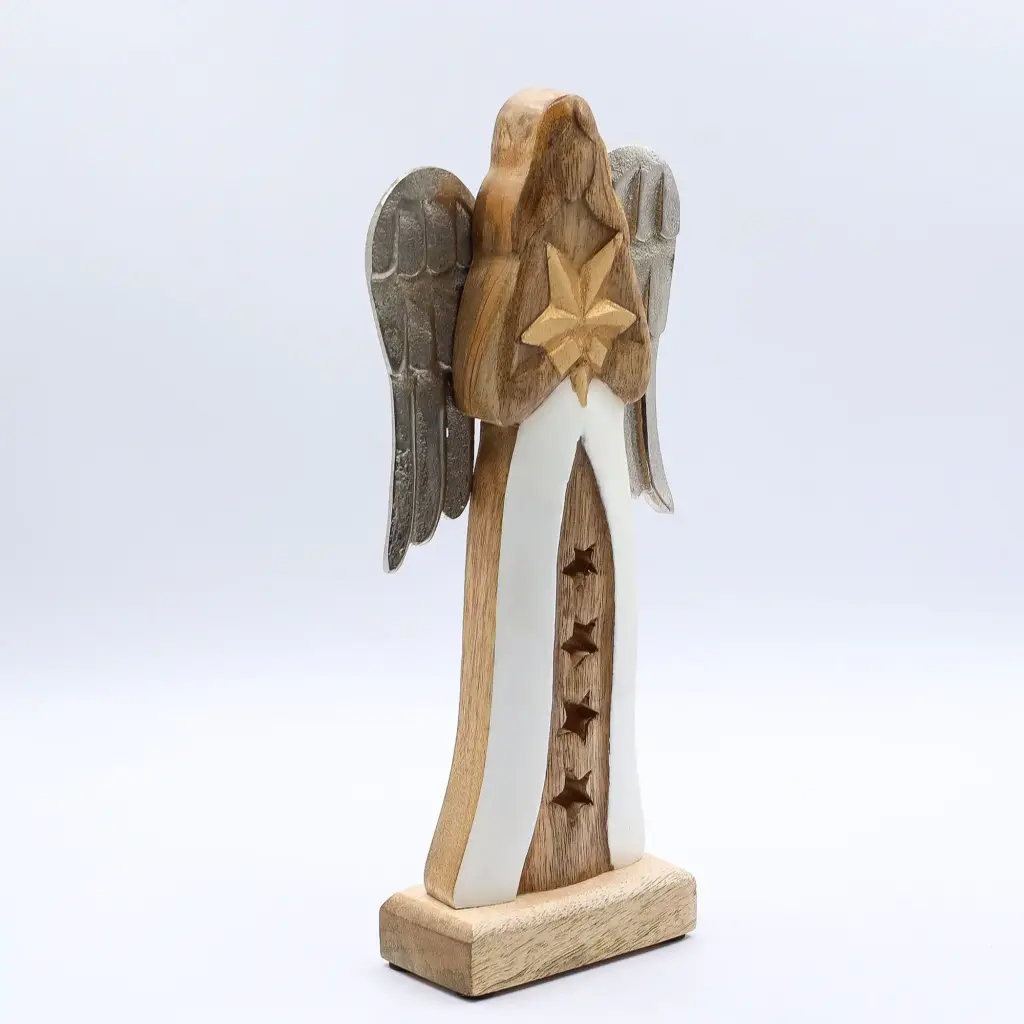 Large Mango Wood Star Angel Metal Wings & Enamel Detail | www.artisangoods.co.uk 2 Large Mango Wood Star Angel Metal Wings & Enamel Detail | www.artisangoods.co.uk 2
