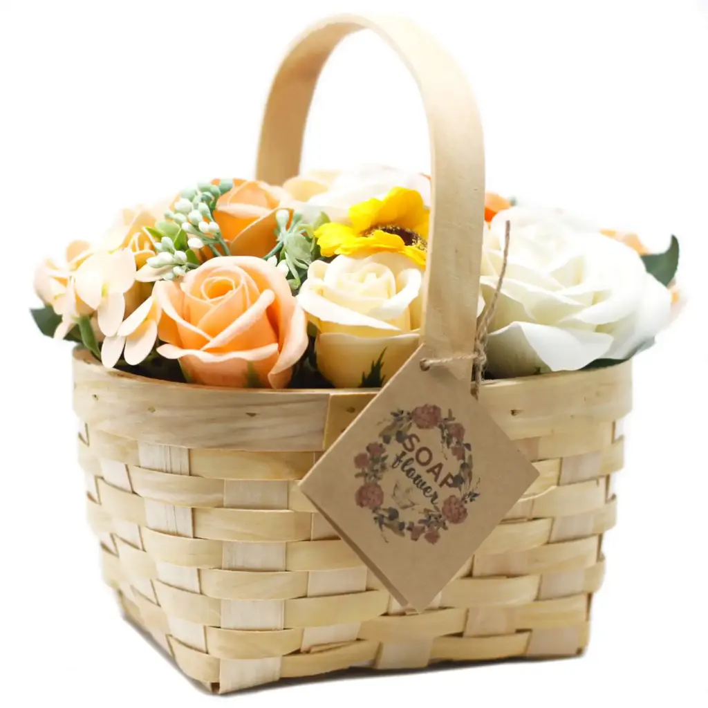 Large Orange Bouquet in Wicker Basket | www.artisangoods.co.uk