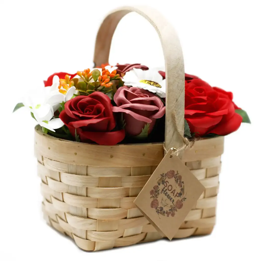 Large Red Bouquet in Wicker Basket | www.artisangoods.co.uk