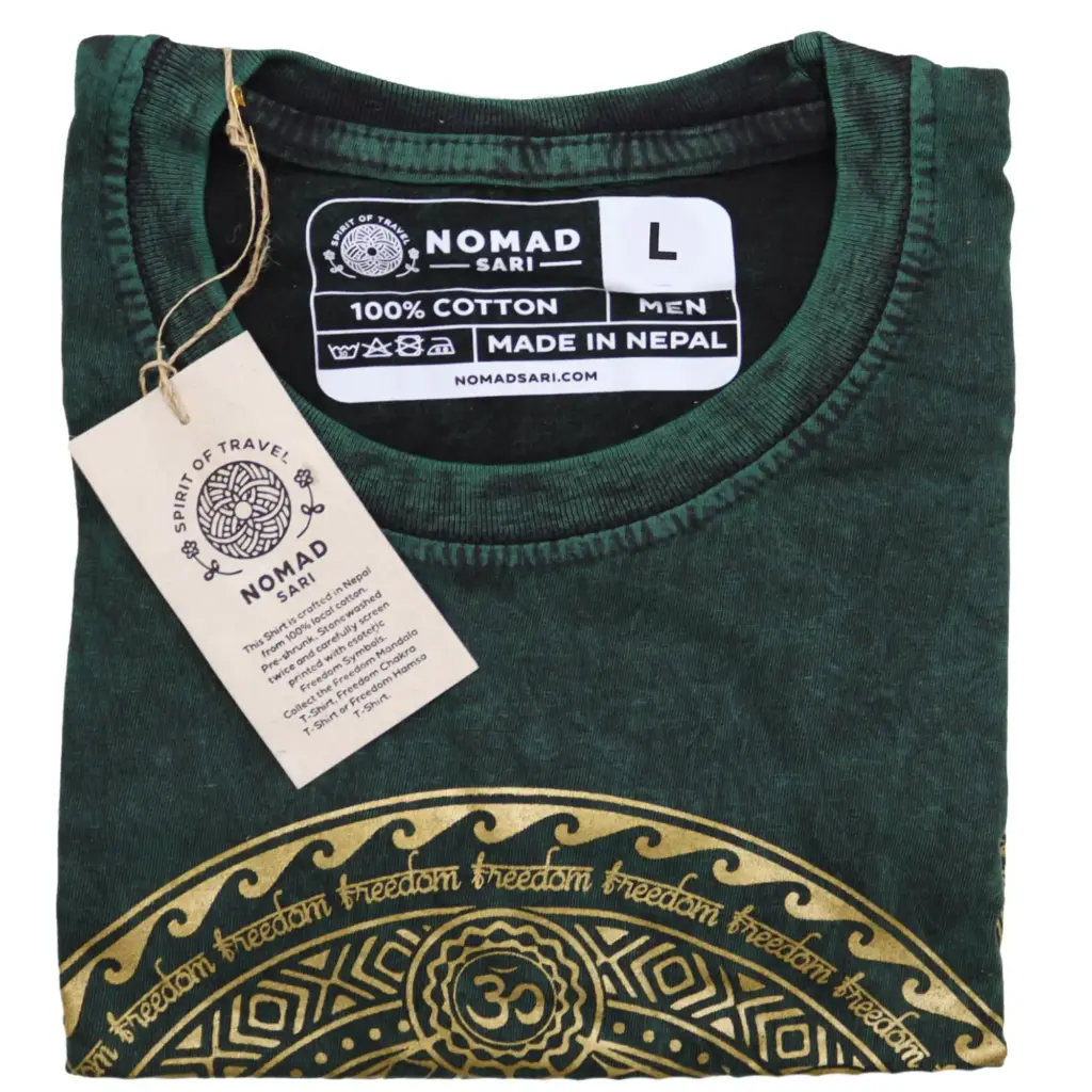 Large Stone Washed T-Shirt – Chakra – Green | www.artisangoods.co.uk
