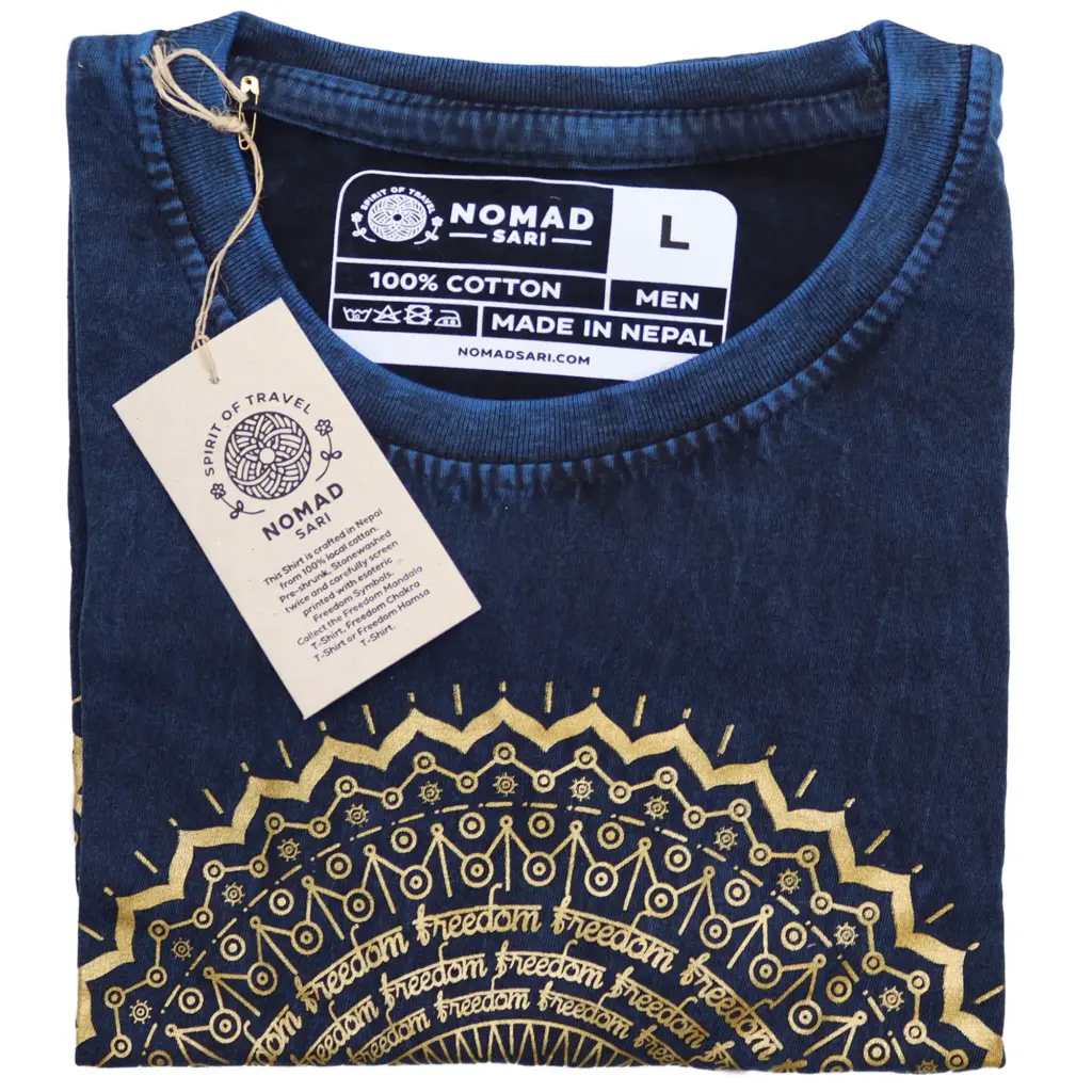 Large Stone Washed T-Shirt – Mandala – Blue | www.artisangoods.co.uk 4