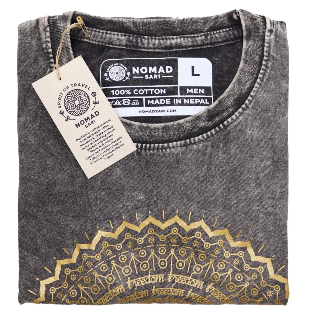 Large Stone Washed T-Shirt – Mandala – Dark Grey | www.artisangoods.co.uk 2