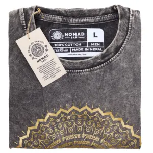 Large Stone Washed T-Shirt – Mandala – Dark Grey | www.artisangoods.co.uk 2