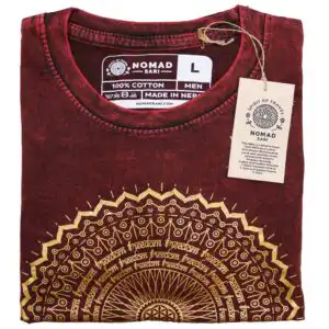 Large Stone Washed T-Shirt – Mandala – Maroon | www.artisangoods.co.uk 1