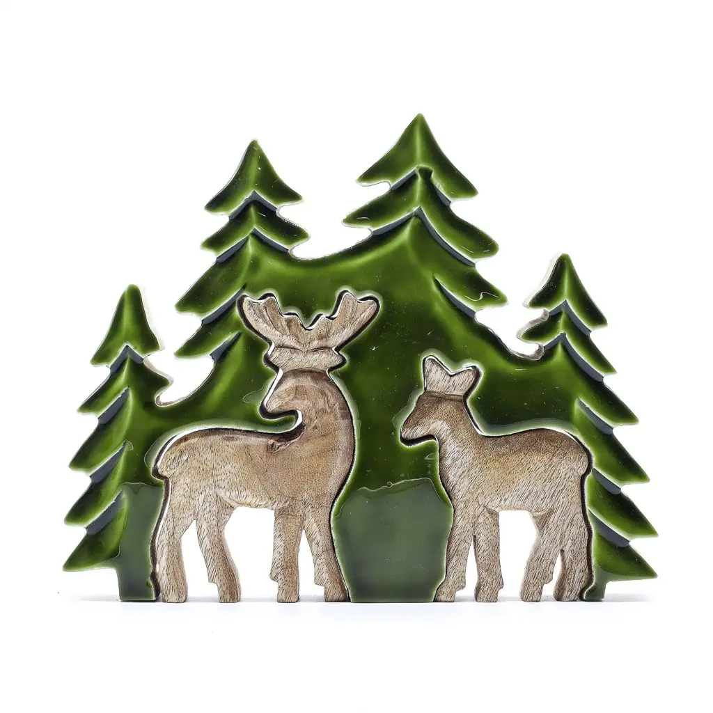 Lost in the Forrest –  Two Dear in the Forrest 3D Wooden Decoration – 18x23cm | www.artisangoods.co.uk 4